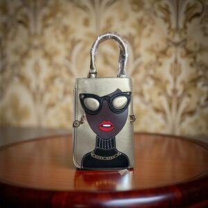 Stylish Mini Bag with Artistic Face Design